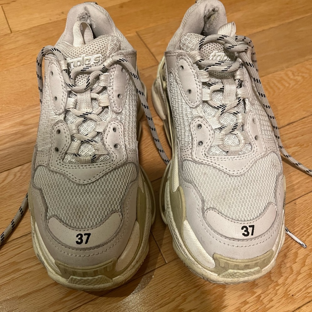 Balenciaga Triple S logo-embroidered leather, nubuck and mesh sneakers size 37